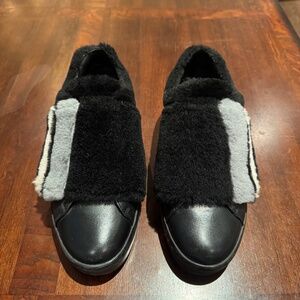 Authentic Prada Shearling Velcro Low Top Sneakers